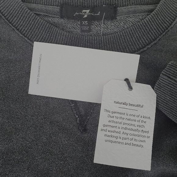 7 FOR ALL MANKIND NEW Skater Ruffled Drop Shoulders Crop Sweatshirt XS - Picture 5 of 11